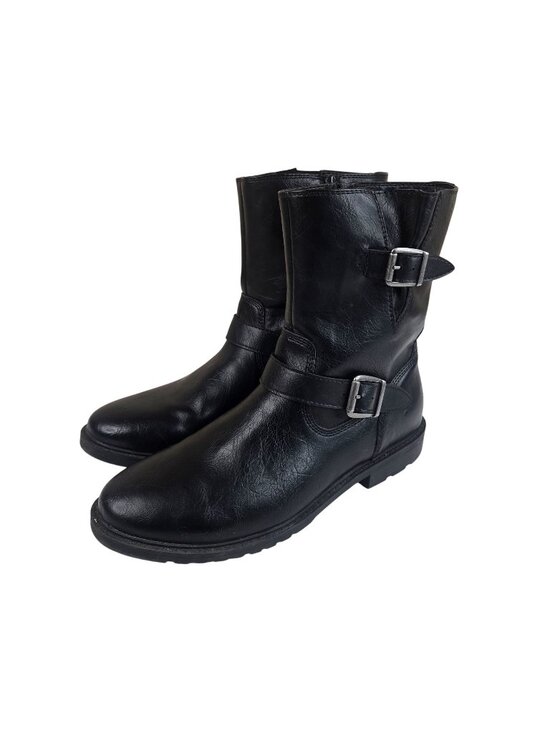 Frye Ojai Black Moto Buckle Boots Mens Size 12M Vegan Leather main image 6